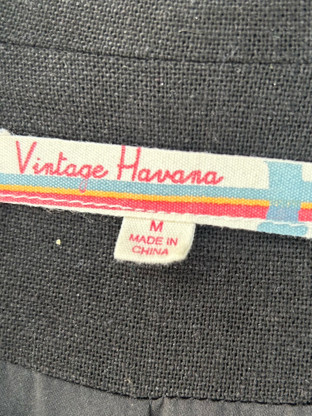 Linen Vintage Havana Black Blazer with Gray Sleeve Stripe - Picture 2 of 2